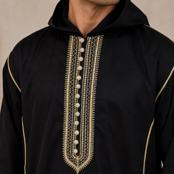 Black & Gold Moroccan Djellaba for Men (3) Black & Gold Moroccan Djellaba for Men