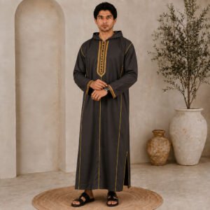 Charcoal Grey Moroccan Djellaba for Men