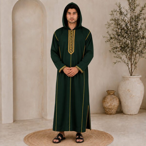 Deep Emerald Green Hooded Moroccan Djellaba (2) Deep Emerald Green Hooded Moroccan Djellaba (2)