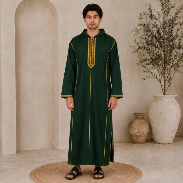 Deep Emerald Green Hooded Moroccan Djellaba Deep Emerald Green Hooded Moroccan Djellaba