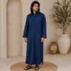 Designer Navy Blue Moroccan Djellaba with Hood Designer Navy Blue Moroccan Djellaba with Hood