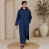 Designer Navy Blue Moroccan Djellaba with Hood (2) Designer Navy Blue Moroccan Djellaba with Hood