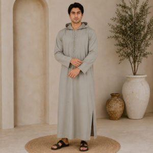Elegant Light Grey Moroccan Djellaba for Men
