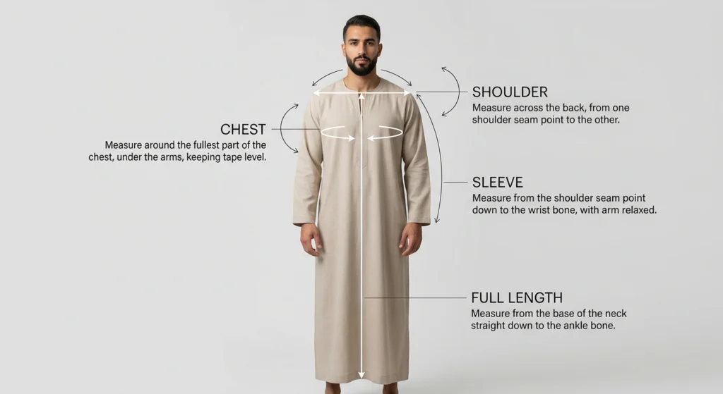 size for moroccan thobes