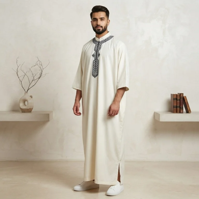 Ivory wedding thobes for nikkah