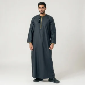 Mens-Black-Embroidered-Thobe