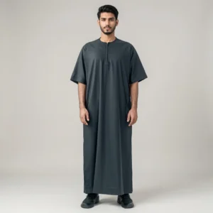 Mens-Black-Half-Sleeves-Thobe