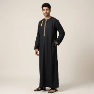 Mens-Emarati-Style-Black-Gold-Thobe