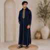 Stylish Navy Blue Moroccan Djellaba with Hood (2) Stylish Navy Blue Moroccan Djellaba with Hood (2)
