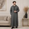 Dark Grey Hooded Woolen Thobes For Winter