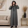 Dark Grey Hooded Woolen Thobes For Winter