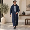 Denim Blue Woolen Embroidered Hooded Djellabas UK Denim Blue Woolen Embroidered Hooded Djellabas UK
