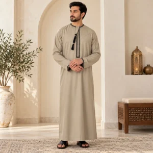 Gray Black Tassels Emirati Thobes UK Gray Black Tassels Emirati Thobes UK