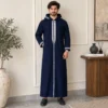 Navy Blue Embroidered Wool Hooded Djellaba uk